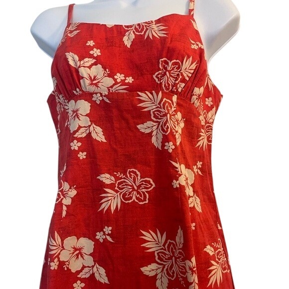 Wild Fable Red Hawaiian Floral Print Mini Dress Spaghetti Strap Cutout Back Med - Picture 2 of 6